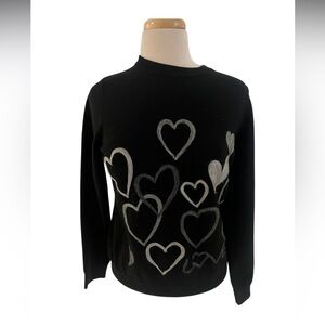 Moving Forward Hearts Embroidered Sweater -Black and Gray, Size M